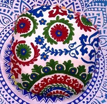 Traditional Jaipur Indian Round Pouf Ottoman, Decorative Pillow Cases, Mandala T - £10.38 GBP+
