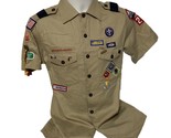 Boy Scouts Shirt Mens Small Beige Button Camp Patches Webelos Pins BSA R... - $100.98