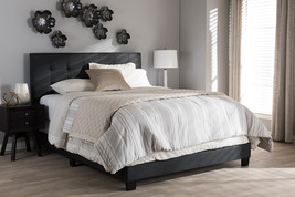 Evania Charcoal Gray Fabric Queen Size Bed - $3,624.30 MXN