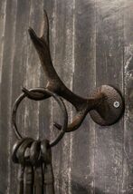 Cast Iron Vintage Western Rustic Stag Deer Crown Antler Wall Coat Keys H... - €13,30 EUR