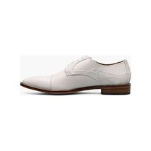 25630-100 Stacy Adams Tedesco Cap Toe Oxford Lizard Leather Dress Shoes White image 6