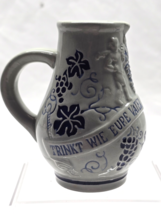 Vintage 4.5&quot; Stoneware Pottery Pitcher With German Inscription - Made In... - $14.98