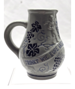 Vintage 4.5&quot; Stoneware Pottery Pitcher With German Inscription - Made In... - $14.98