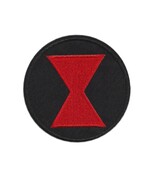BLACK WIDOW IRON ON PATCH 3&quot; Round Red Black Superhero Embroidered Appli... - €3,41 EUR