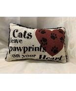 Decorative Throw Pillow &quot;Cats Leave Pawprints on Your Heart&quot; - £11.26 GBP