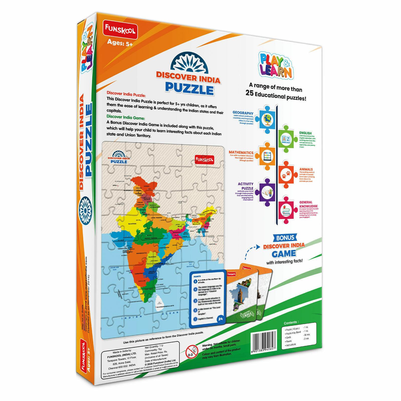 Funskool DISCOVER INDIA Jigsaw Puzzles Age 5+ For kids and adults both FREE SHIP Item image 4
