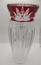 Ruby Red Flash Clear Cut Crystal Glass Mikasa Vase 5lb 10oz, 11 3/4&quot; Tall - £47.87 GBP