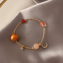 2020 New Cute Crystal Beads Star Moon Gold Charm Bracelet for Women Fashion Jewe - £9.10 GBP