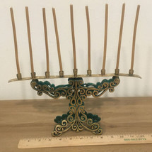 Vtg Menorah Vintage Brass Candle Holder RARE 9 branches Made In Israel - $117.60