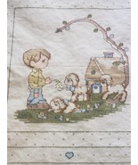 Vintage Handmade Precious Moment Baby Crib Blanket Quilt Cross Stitch - $926.53 MXN