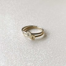 Personalized letter ring with tiny initials, Custom letter 14k solid gold ring - £188.85 GBP