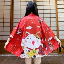 Crane print cardigan jacket women&#39;s kimono sun protection cloak, type 19 - $35.99