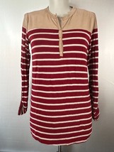 Vanilla Bay Striped Henley Top Red/beige Womens size S - £10.67 GBP