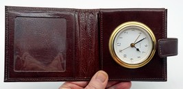 Traveling Alarm Clock and Photo Frame in Leather Folding Case Garys Leather - $13.99