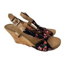 Aerosoles Womens SANDALS Sz 9 Strappy Wedge Tropical Floral Cork Ankle Strap  - £8.56 GBP