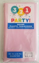 6-Pack 84&quot; Round Neon Pink Plastic Reusable, Waterproof TableCover Party... - £11.34 GBP