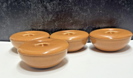 4 Russel Wright Iroquois Casual Apricot Covered Individual Bowls w Lid MCM 5.25&quot; - £72.22 GBP