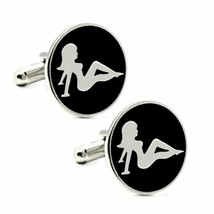 MUDFLAP GIRL CUFFLINKS Trucker Sexy Seated Lady Leta Laroe NEW w GIFT BA... - $11.95