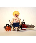 Minifigure Denji Bloody Chainsaw Man With Pochita Horror Anime White Shi... - $7.21