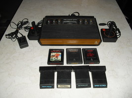 Atari 2600 6 SWITCH with joysticks, adapter, 7 games combat, air sea battle - £140.16 GBP