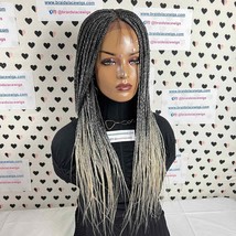 Ombre Gray Wig Box Braids Braided Wigs For Black Women Handmade Lace Fro... - $177.65