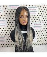Ombre Gray Wig Box Braids Braided Wigs For Black Women Handmade Lace Fro... - £140.35 GBP