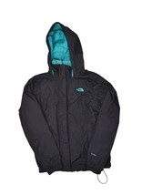 The North Face Hyvent Rain Jacket Womens M Black Blue Full Zip Hooded Shell - $31.78