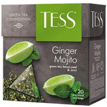 TESS Green Tea GINGER Mojito with Lemon Peel &amp; Mint 20 Pyramids Made in Russia - £4.70 GBP