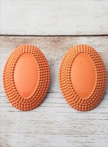 Vintage Clip On Earrings Orange Metal Oval Just Over 1 &amp; 1/8&quot; - £10.38 GBP