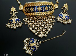 Kundan jewelry Necklace(choker) earrings tika bridal set online Poojavi 5i - £26.52 GBP