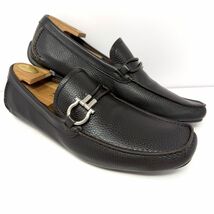 Salvatore Ferragamo Mens Six 2 Driving Loafers Sz 10.5 Brown Pebbled Lea... - $296.95