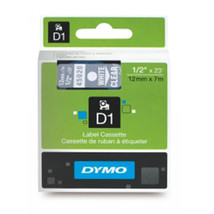 Dymo D1 Tape Label 12mmx7m - White on Clear - £38.96 GBP