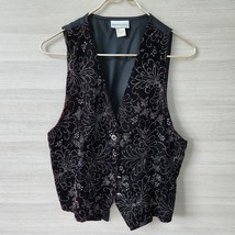 Impressions of California Vintage Purple Black Velvet Paisley Bling Vest... - £29.98 GBP