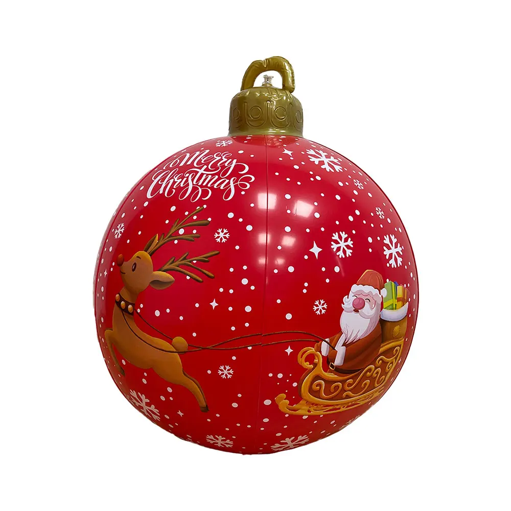 60Cm Outdoor Christmas Inflatable Decorated Ball Made Pvc Giant with Light Large - £113.25 GBP