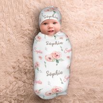 WTCWY Custom Baby Blankets for Girls Personalized Baby Swaddle with Hat for Baby - £6.99 GBP+
