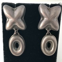 Vintage Mexican Pierced Dangle Earrings Sterling Silver Artistic Bohemian - $54.45