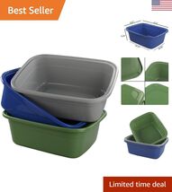 Compact 18 Quart Basin Set - 3 Colorful Dish Pans for Efficient Organiza... - $68.88