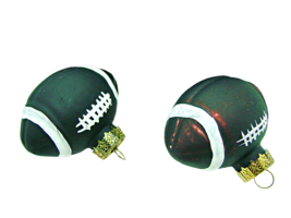 Vintage Handpainted Football Glass Ornaments Christmas Decorative Browns Set 2 - £3.17 GBP