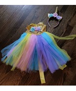 Unicorn Girl Dress for Birthday Outfit Princess Costume Rainbow Tutu Dre... - $245.03 MXN