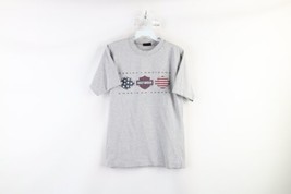 Vintage 90s Harley Davidson Mens Small Spell Out Stars &amp; Stripes T-Shirt Gray - £35.26 GBP