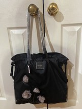 Victoria’s Secret One Size Black Mesh Floral Detail Bucket Bag Purse - $25.73