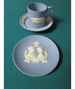 “Wedgwood” Wedding Dish / Coffee Cup &amp; Saucer Queen Elizabeth 2 3pcs Blu... - $169.25 CAD