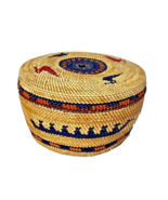 Makah / Nootka Lidded Basket Ducks Boats Native North American Indian Art - £307.61 GBP