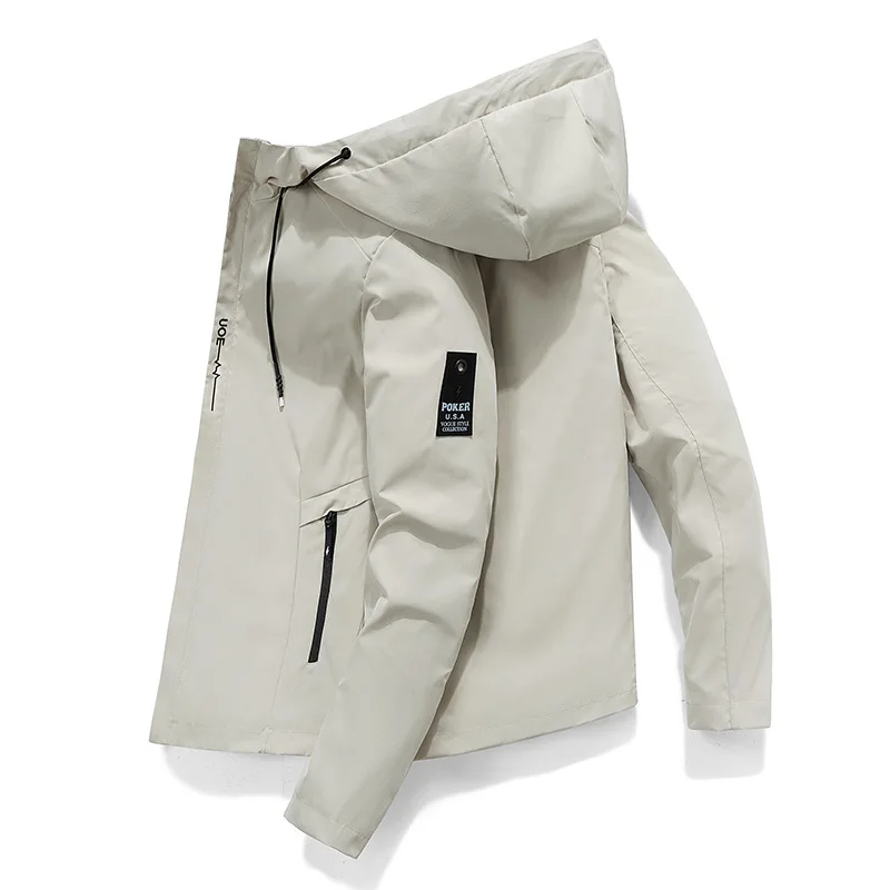 Hooded Jacket for Men  Bomber Jacket Men&#39;s Windbreakers Zipper Coats Spring  Sli - £117.21 GBP