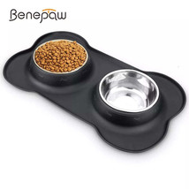 Benepaw Antislip Double Dog Bowl With Silicone Mat Durable Stainless Ste... - £45.71 GBP+