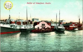 Section Of Waterfront Ships Signs Seattle Washington WA UNP DB Postcard T14 - £3.83 GBP