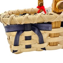Handmade Basket Cookies for Two with Blue Accent Moveable Wooden Handle Small - £27.26 GBP