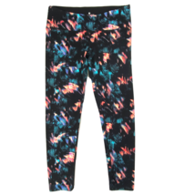 Tuff Athletics Mid Rise Leggings Womens size Medium Pull On 3/4 Leg Black Print - £17.97 GBP