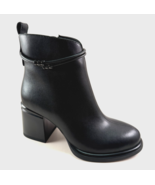 BoNavi 25-DME18-12 Black Leather Almond Toe Mid Block Heel Casual Bootie - $169.00