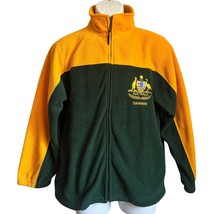 Vintage Embroidered Australia Darwin Yellow Green Colorblock Fleece Jack... - $34.39